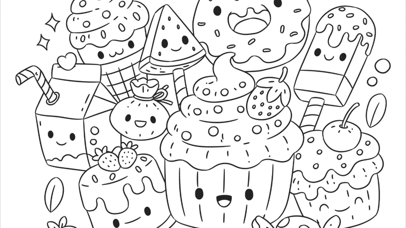 Bé yêu mê mẩn tô màu đồ ăn dễ thương