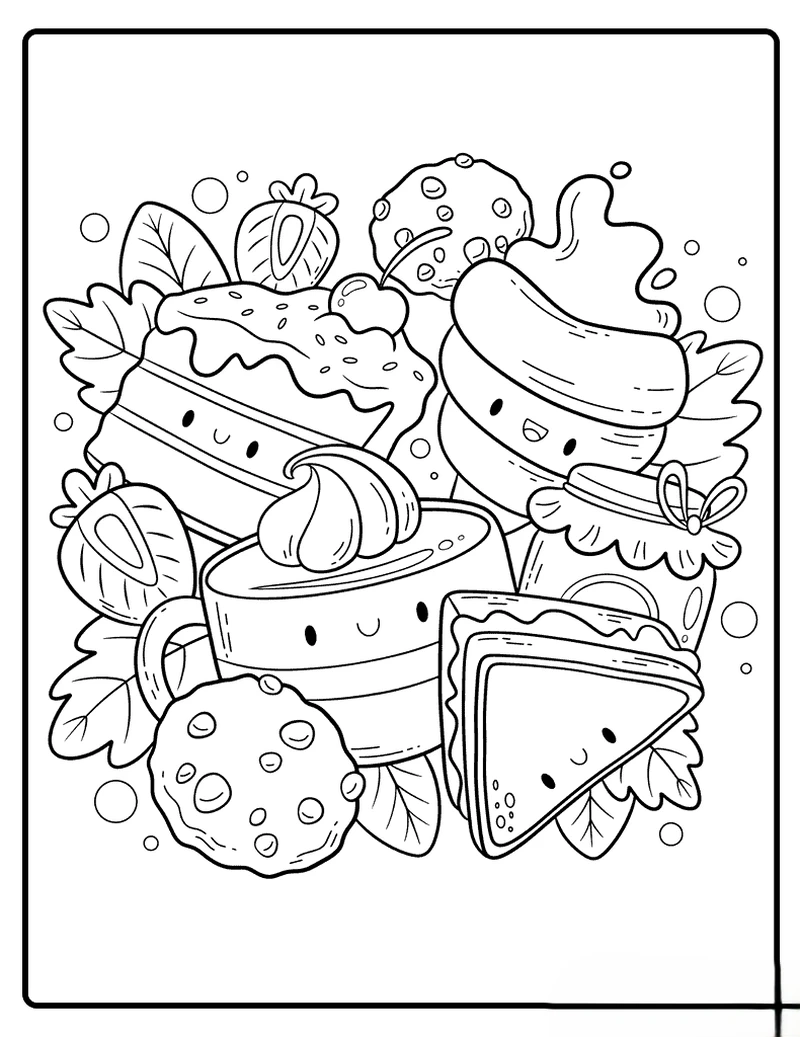 Bé sáng tạo với in hình đồ ăn cute tô màu mỗi ngày