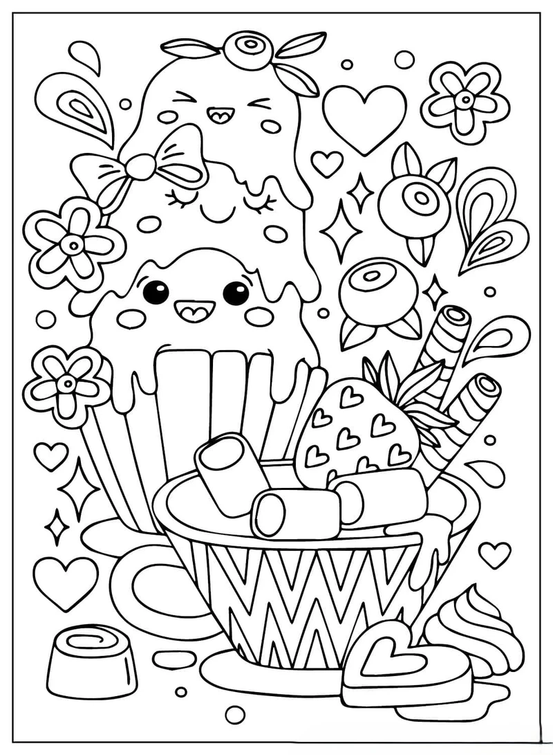 Trang trí sticker với tô màu sticker đồ ăn cute siêu dễ thương