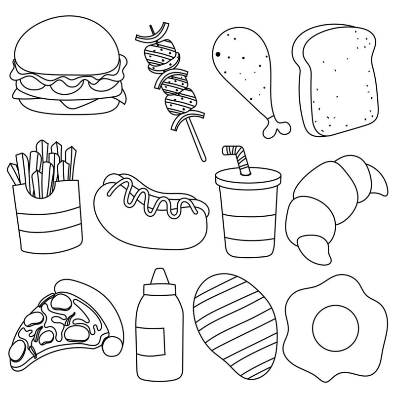 Thỏa sức tô với ảnh tô màu đồ ăn cute đầy màu sắc