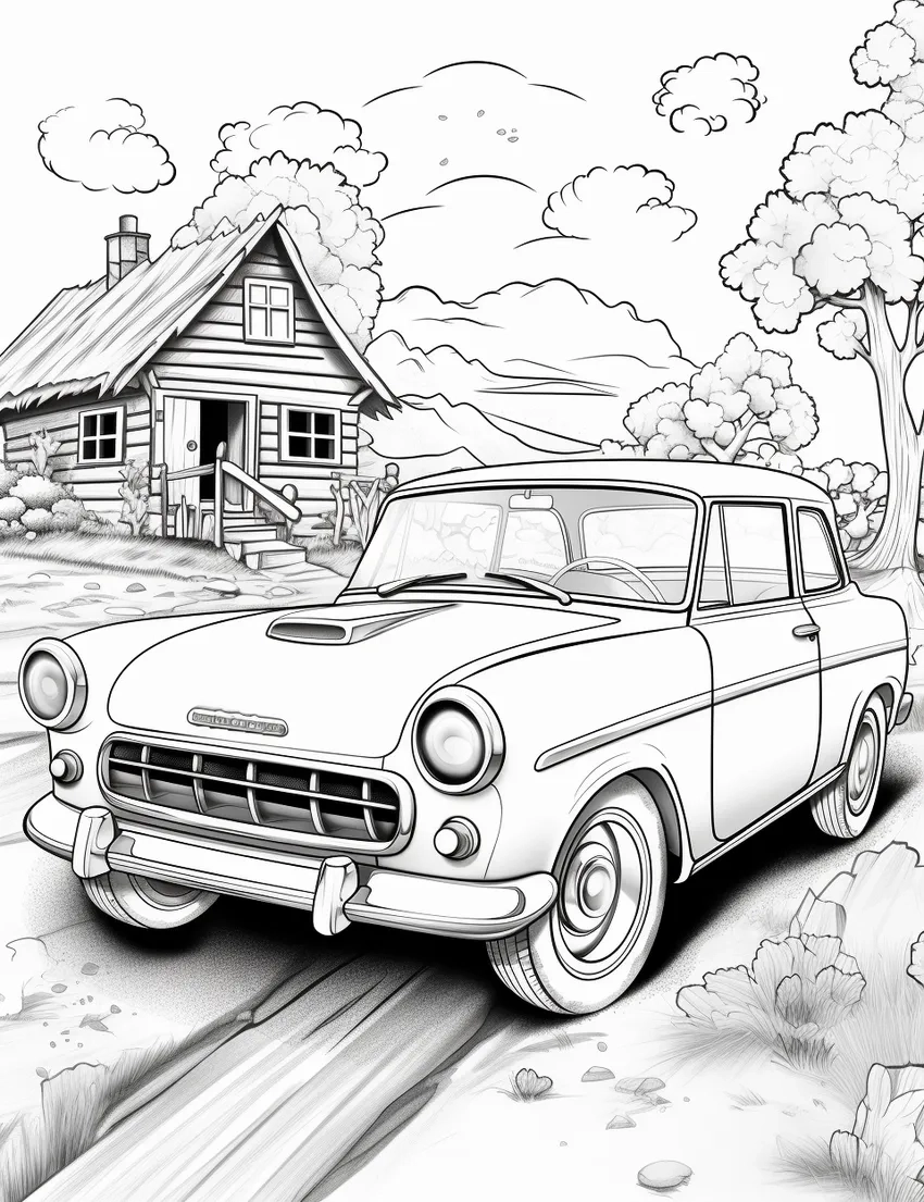 Tô màu ngôi nhà và ô tô giúp phát triển sáng tạo