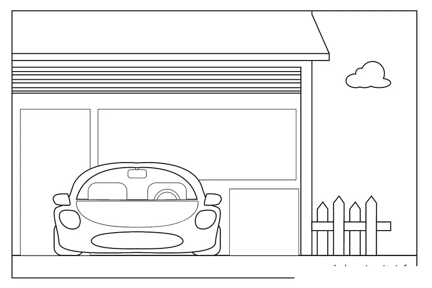 Tranh tô màu ngầm nhà và xe hơi hấp dẫn cho bé