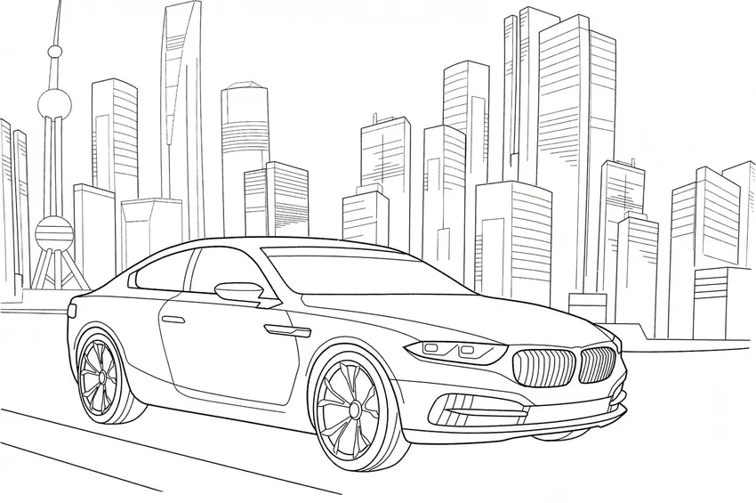 Hình tô màu ngôi nhà và ô tô cho bé yêu thích