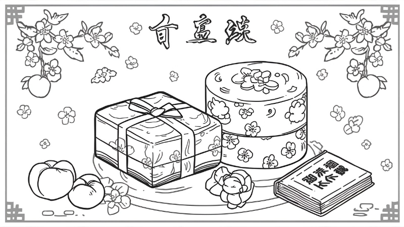 Hướng dẫn bé tập tô bánh chưng với các đường nét đơn giản