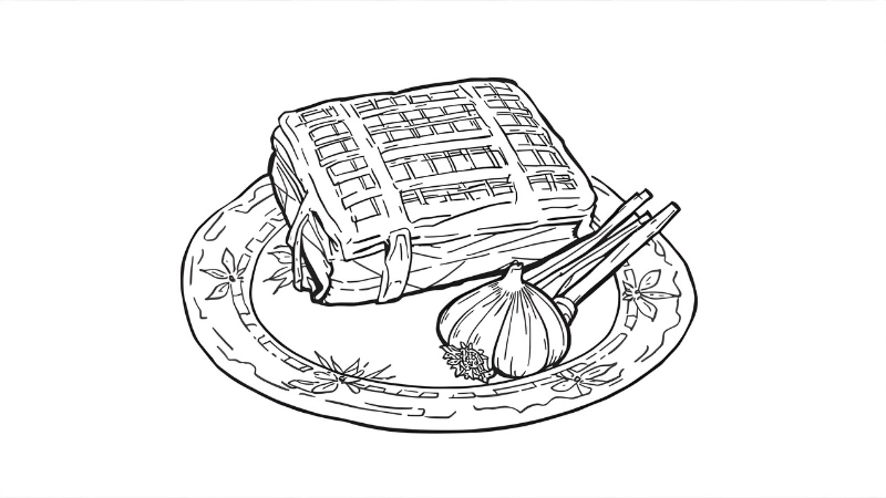 Chi tiết tranh tô màu mâm cỗ ngày tết đầy đủ hương vị