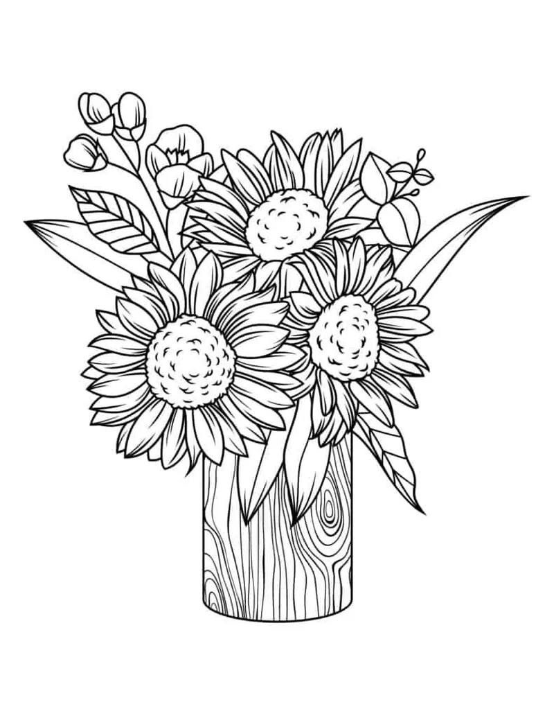 Bé học vui cùng tô màu bình hoa đơn giản