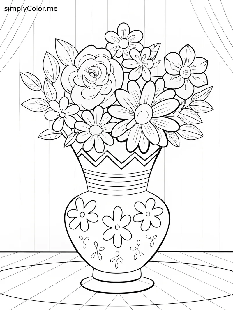 Thỏa sức sáng tạo với tô màu bình hoa lớn