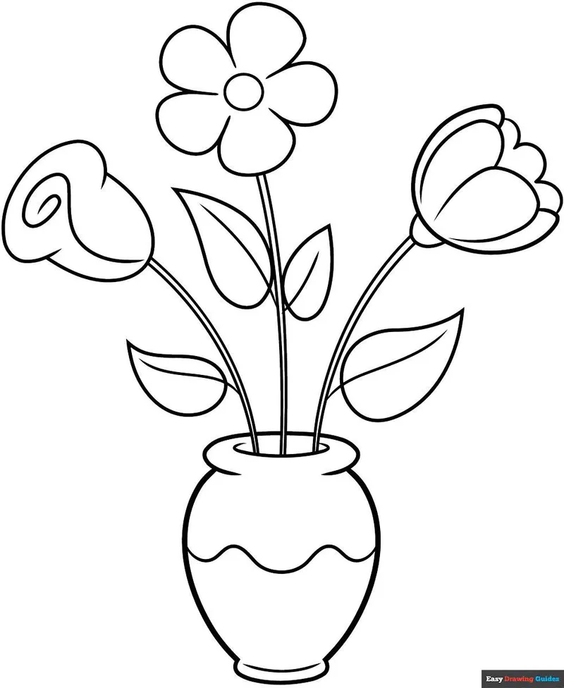 Khám phá sáng tạo với mẫu bình hoa tô màu