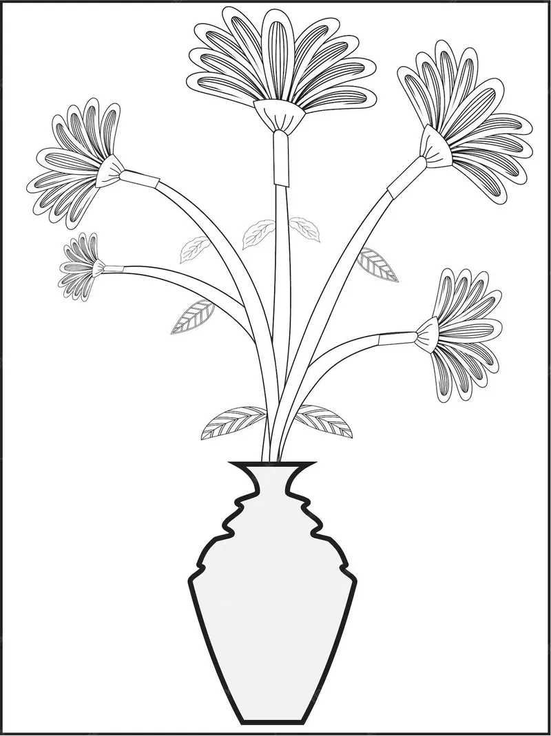 Bé thích mê hình vẽ bình hoa tô màu