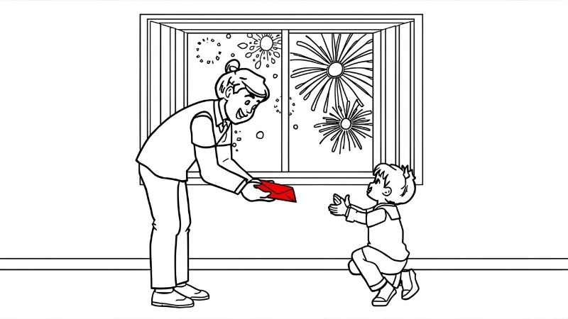 Tranh tô màu câu đối chúc tết mang ý nghĩa may mắn