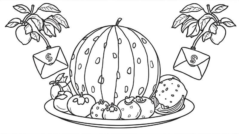 Bé tập tô vẽ quả dưa hấu cute với biểu cảm ngộ nghĩnh