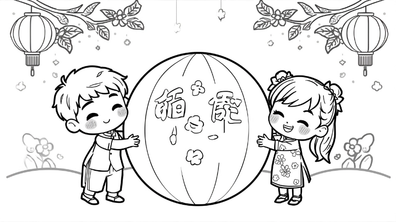 Hình dưa hấu chưa tô màu sắc nét chất lượng cao