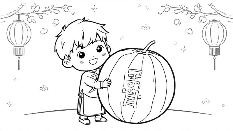 Tranh dưa hấu hoạt hình vui nhộn cho bé mầm non