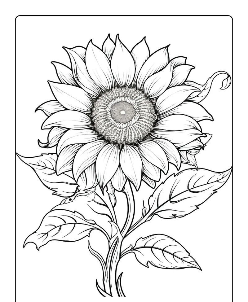 Thỏa sức sáng tạo với tô màu hoa hướng dương đen trắng