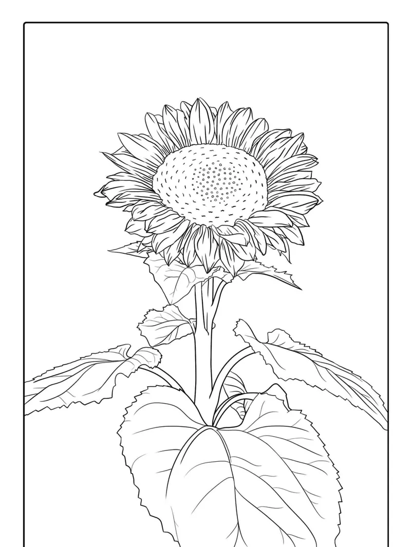 In ngay tô màu hoa hướng dương dễ in cho bé tô thỏa thích