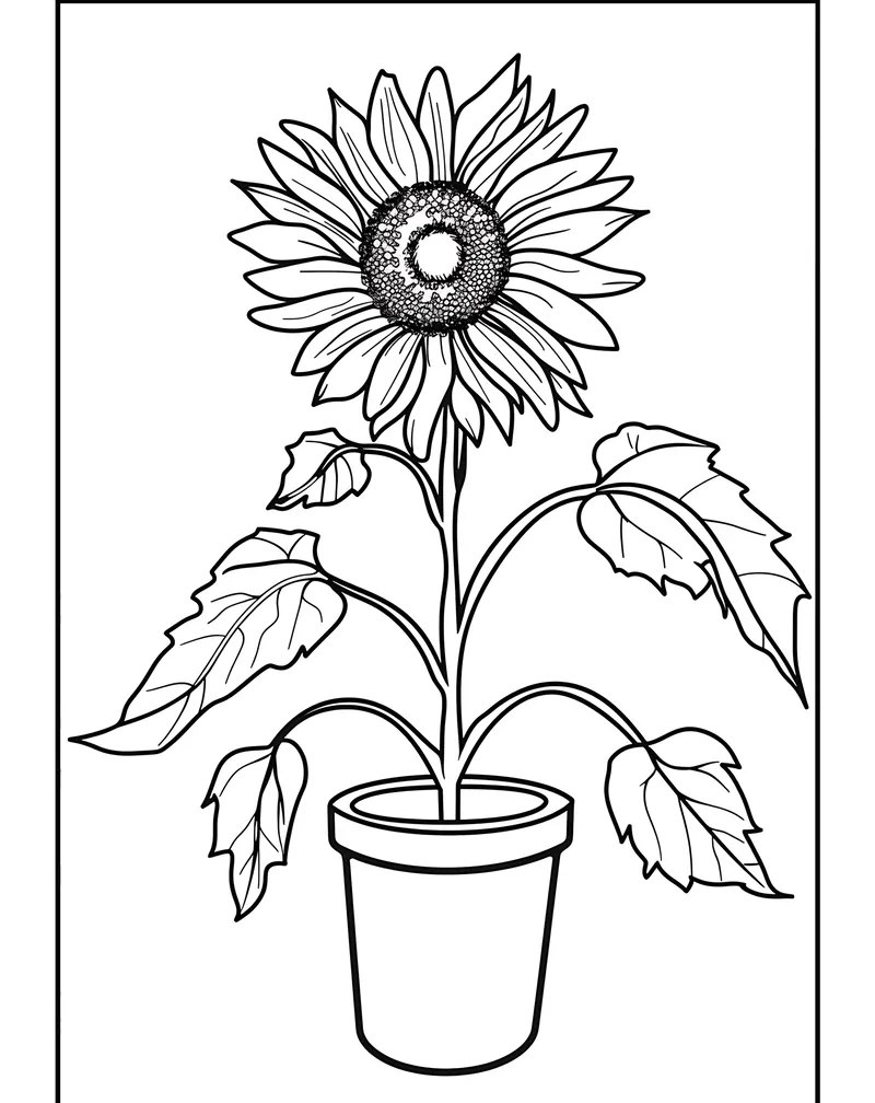 Tải về ngay tô màu hoa hướng dương pdf cho bé vui