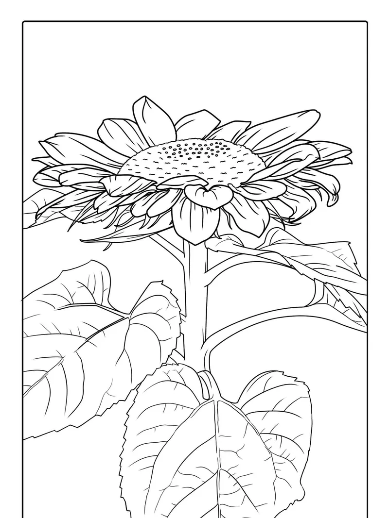 Bé yêu vui tô với hình tô màu hoa hướng dương