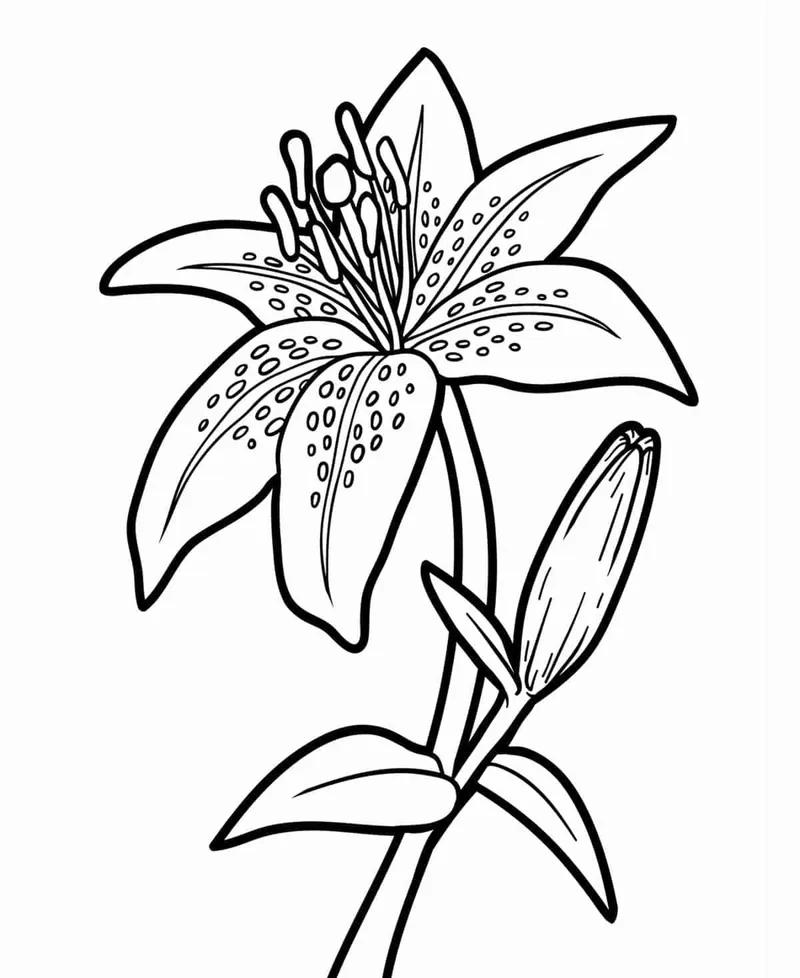 Bé mê mẩn với hình tô màu hoa ly tuyệt đẹp