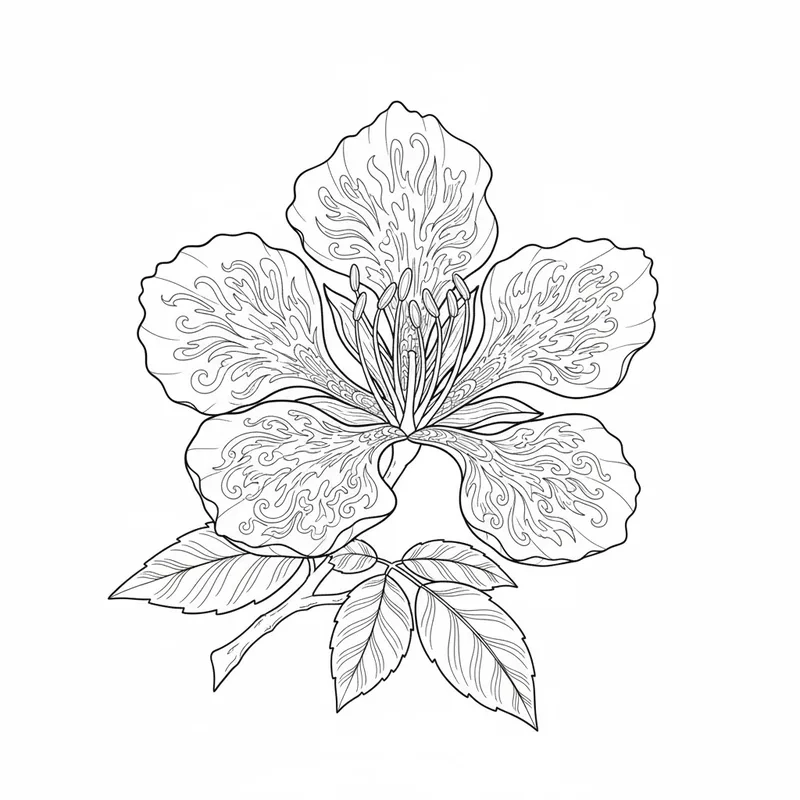 Sắc trắng đen với tô màu hoa phượng đen trắng