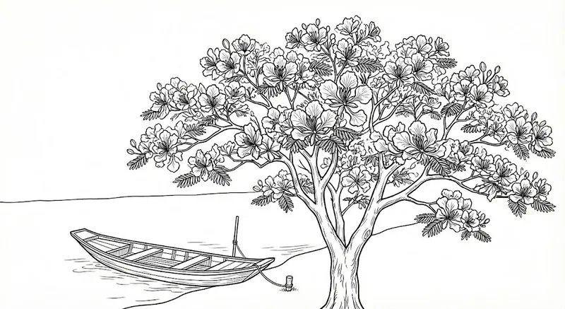 Bé học tập với tranh tô màu hoa phượng lớp 1