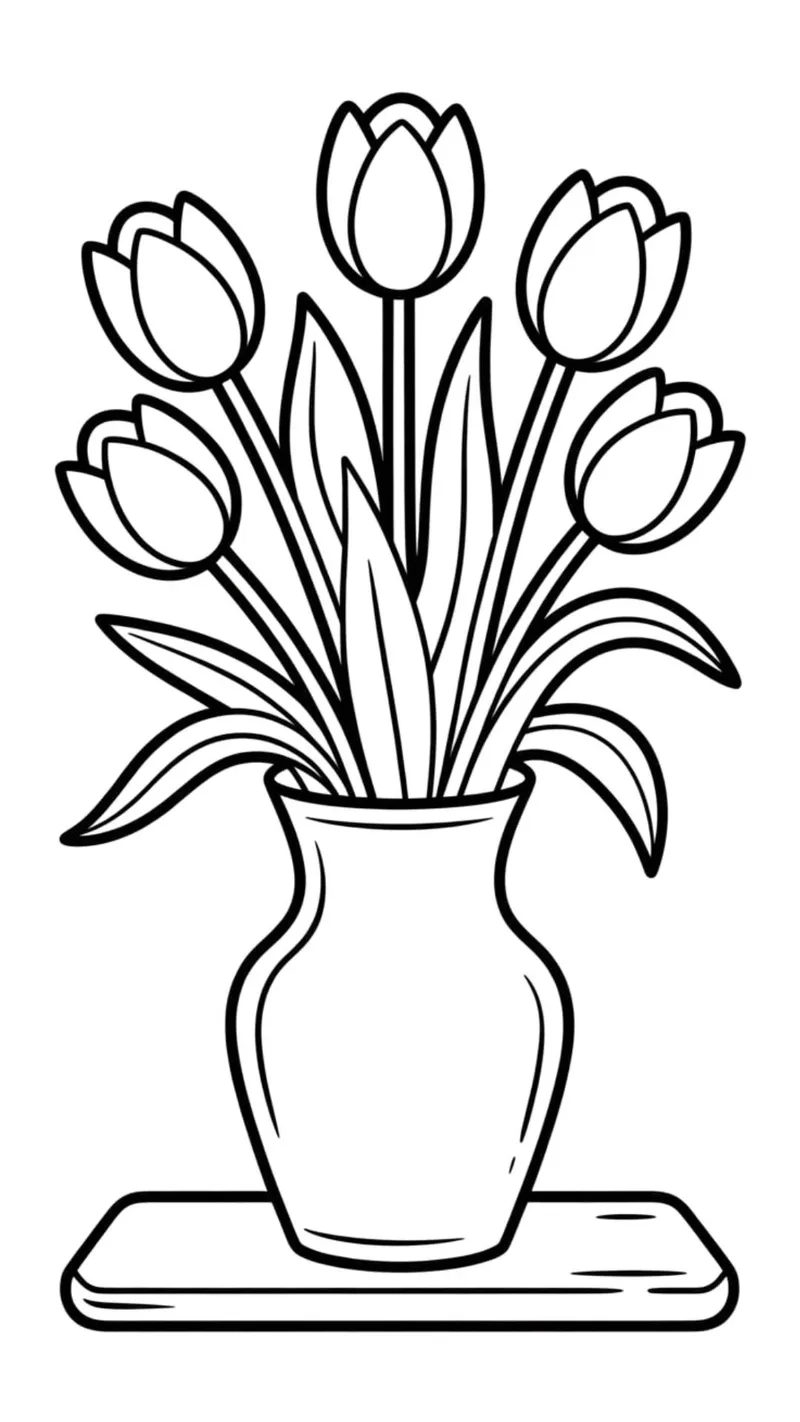 Bé học vẽ dễ dàng cùng tô màu lọ hoa đơn giản