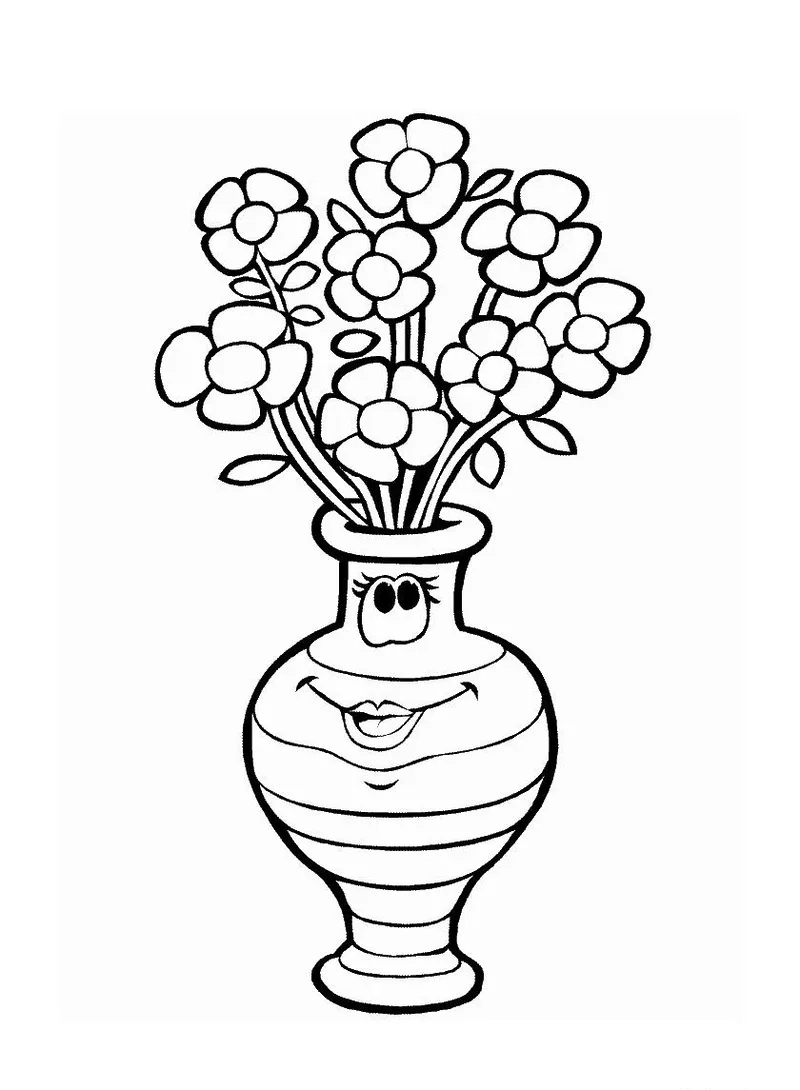 In nhanh tô màu lọ hoa dễ in cho bé