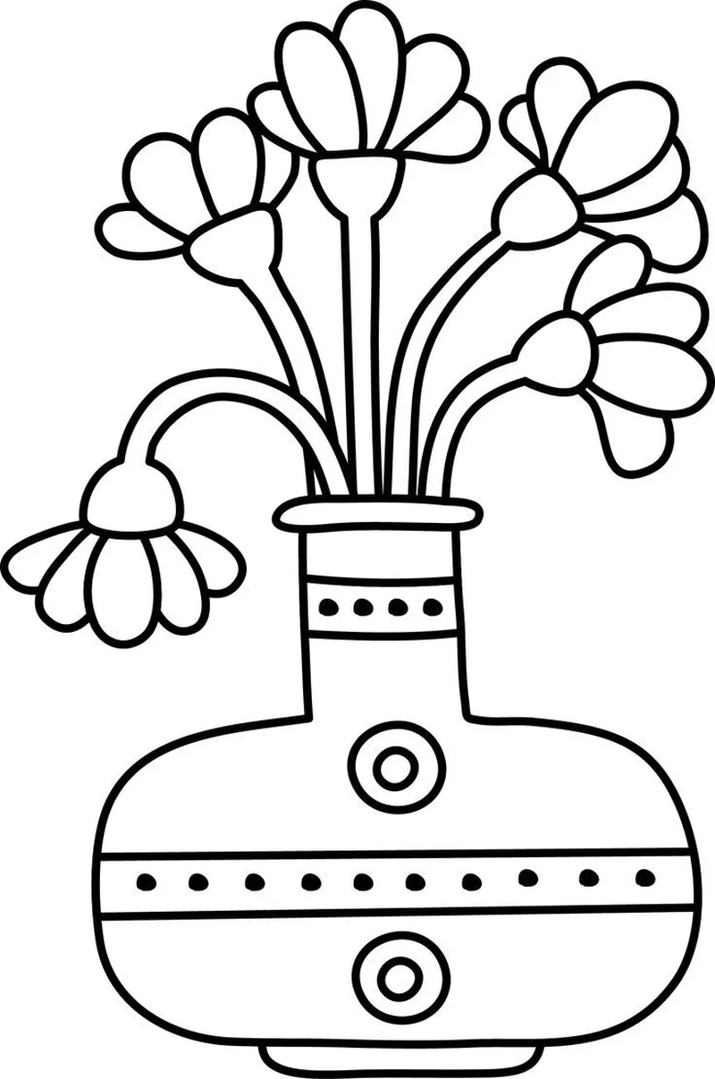 Bé sáng tạo với tô màu lọ hoa thiếu nhi