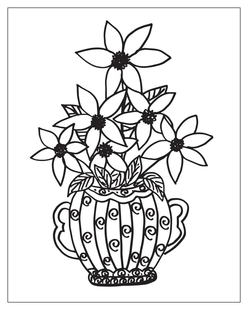 Nét đậm ấn tượng cùng tô màu lọ hoa nét đậm