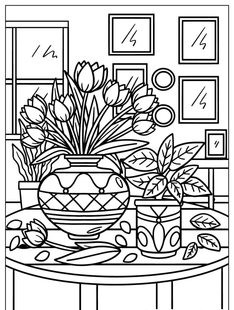 Nhanh tay tải tranh tô màu lọ hoa miễn phí