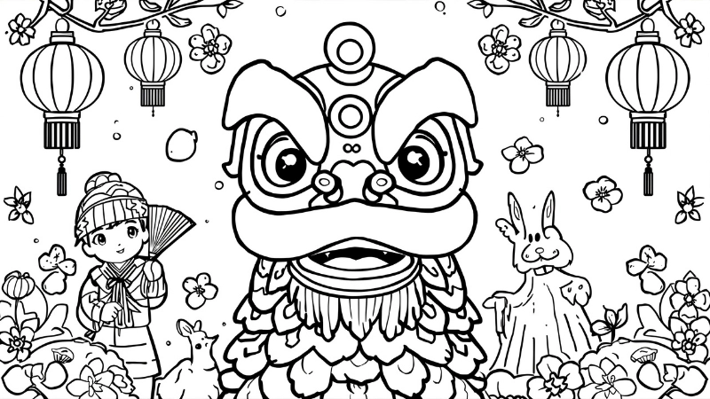 Tuyển tập tranh múa lân sư tử dũng mãnh nhất