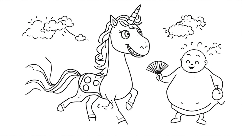 Bé gái đang vẽ tranh tô màu phong cảnh mùa xuân tươi đẹp