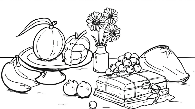 Đàn chim trong tranh tô màu chim én mùa xuân báo hiệu tết về