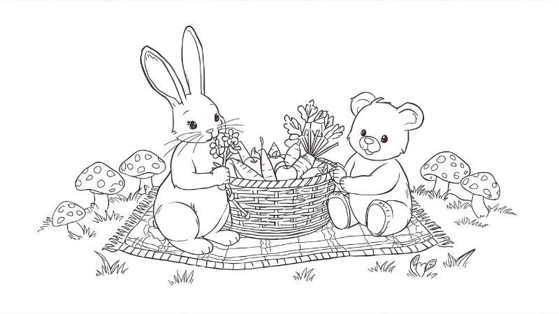 Mẫu tranh tô màu cây cối đâm chồi nảy lộc xanh tươi