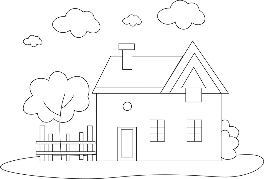 Bộ tô màu ngôi nhà đơn giản mẫu đẹp sinh động cho bé