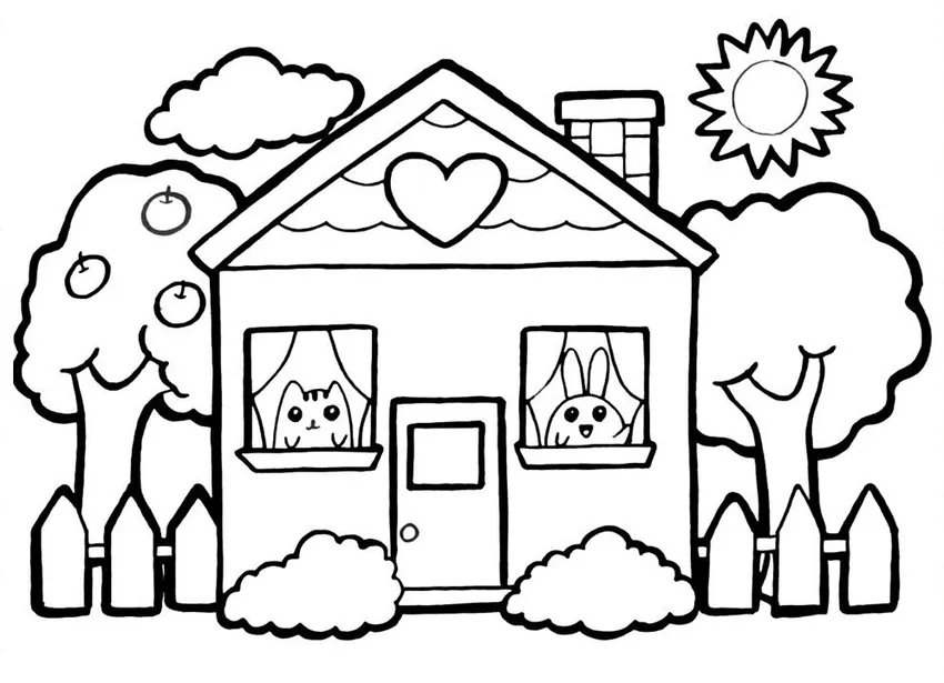 Thỏa sức tô màu ngôi nhà đơn giản hình lớn rõ nét