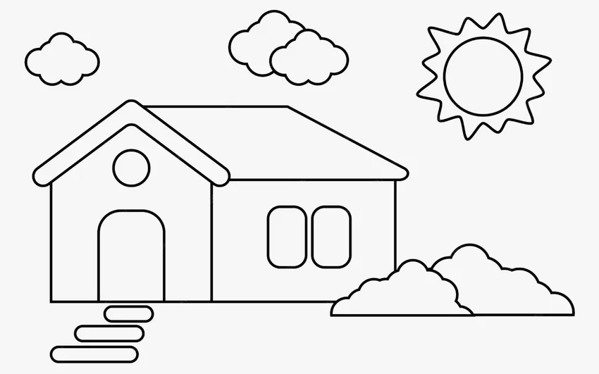 Phát triển kỹ năng nghệ thuật với tô màu ngôi nhà đơn giản sáng tạo