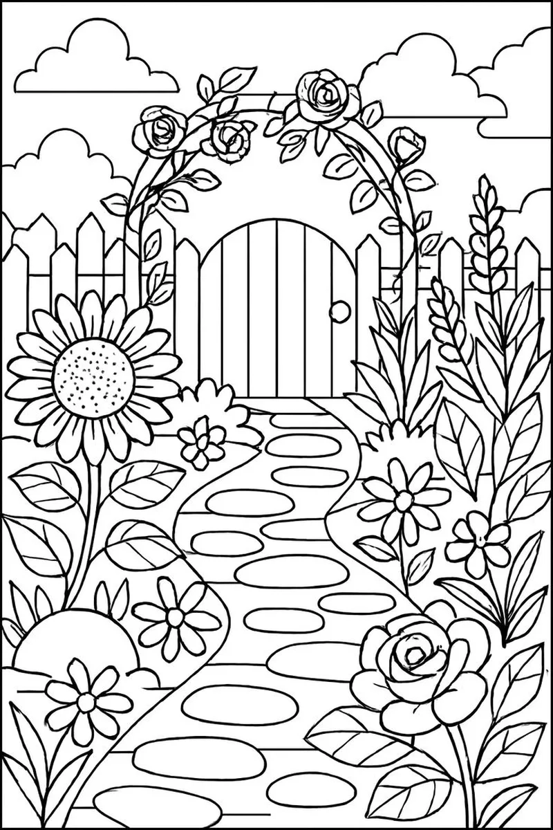 Bé yêu vui chơi với tô màu vườn hoa cho bé