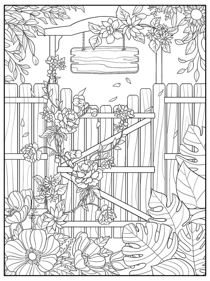 Bé thích mê hình tô màu vườn hoa