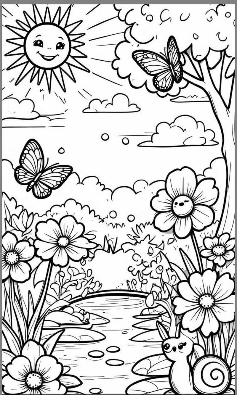 Nét vẽ nổi bật từ tô màu vườn hoa đen trắng