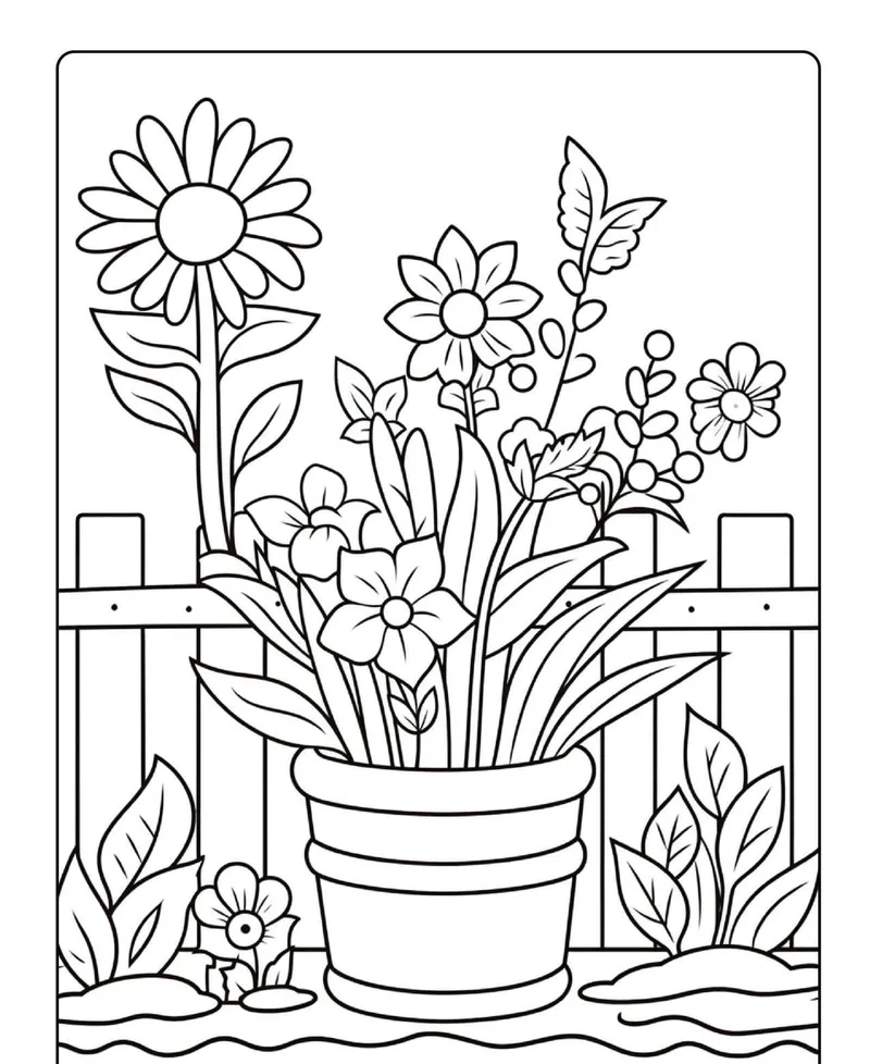 Bé tô sáng tạo với tô màu vườn hoa nhà bé