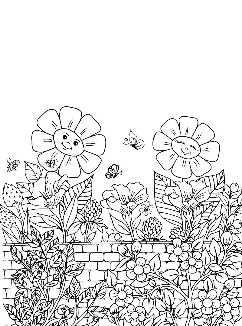 Chi tiết sắc nét với tô màu vườn hoa chi tiết