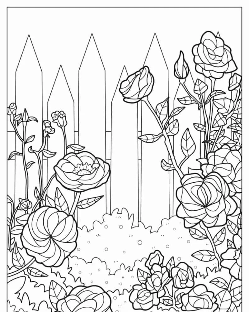 Bé yêu học vui với tranh phong cảnh vườn hoa tô màu