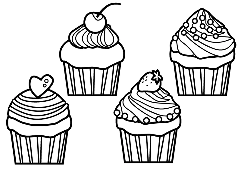 Bé mê mẩn tranh tô màu bánh cupcake cute mỗi ngày
