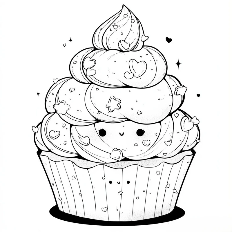 Bé yêu thích hình tô màu bánh cupcake dễ thương