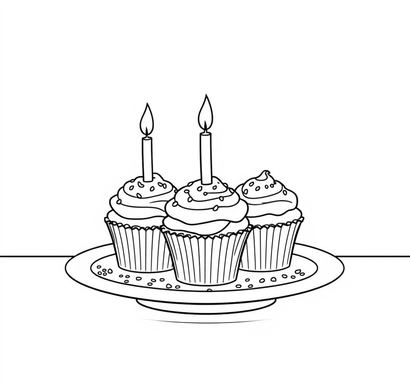 Mini nhưng vui với tranh tô màu cupcake cute dễ in