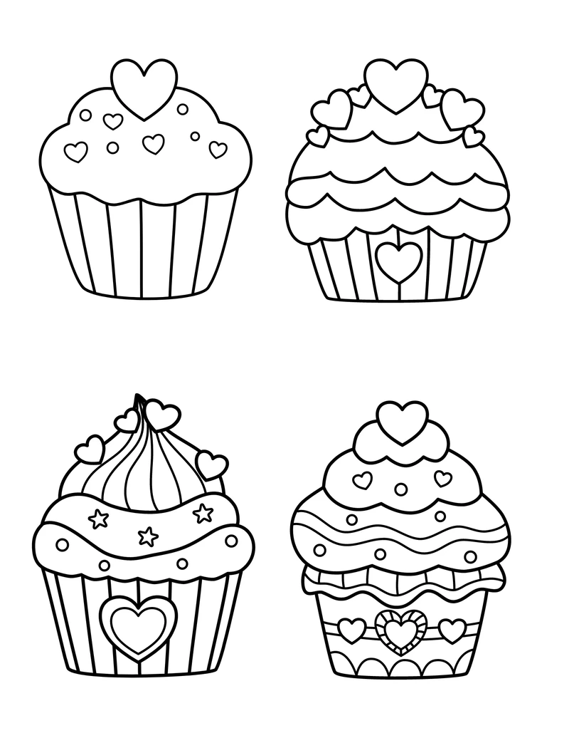 Sáng tạo không giới hạn cùng tranh tô màu cupcake vector