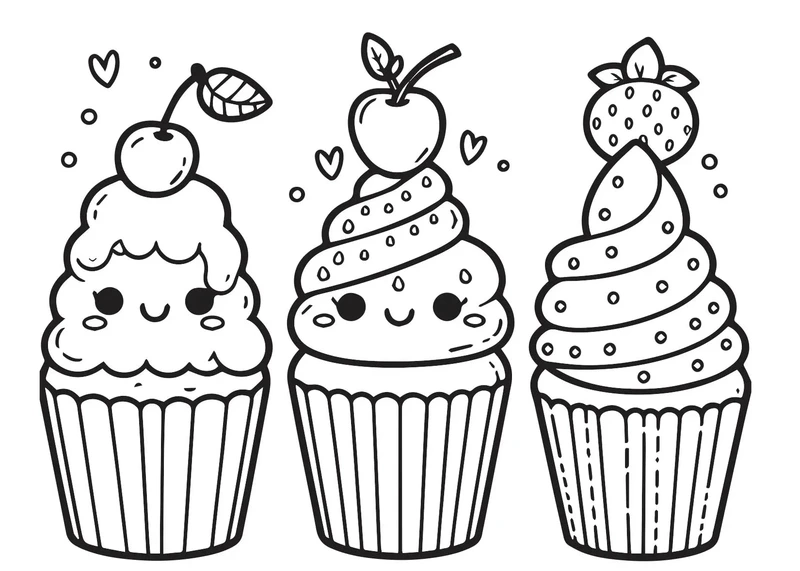 Bé yêu thích hình tô màu cupcake kawaii