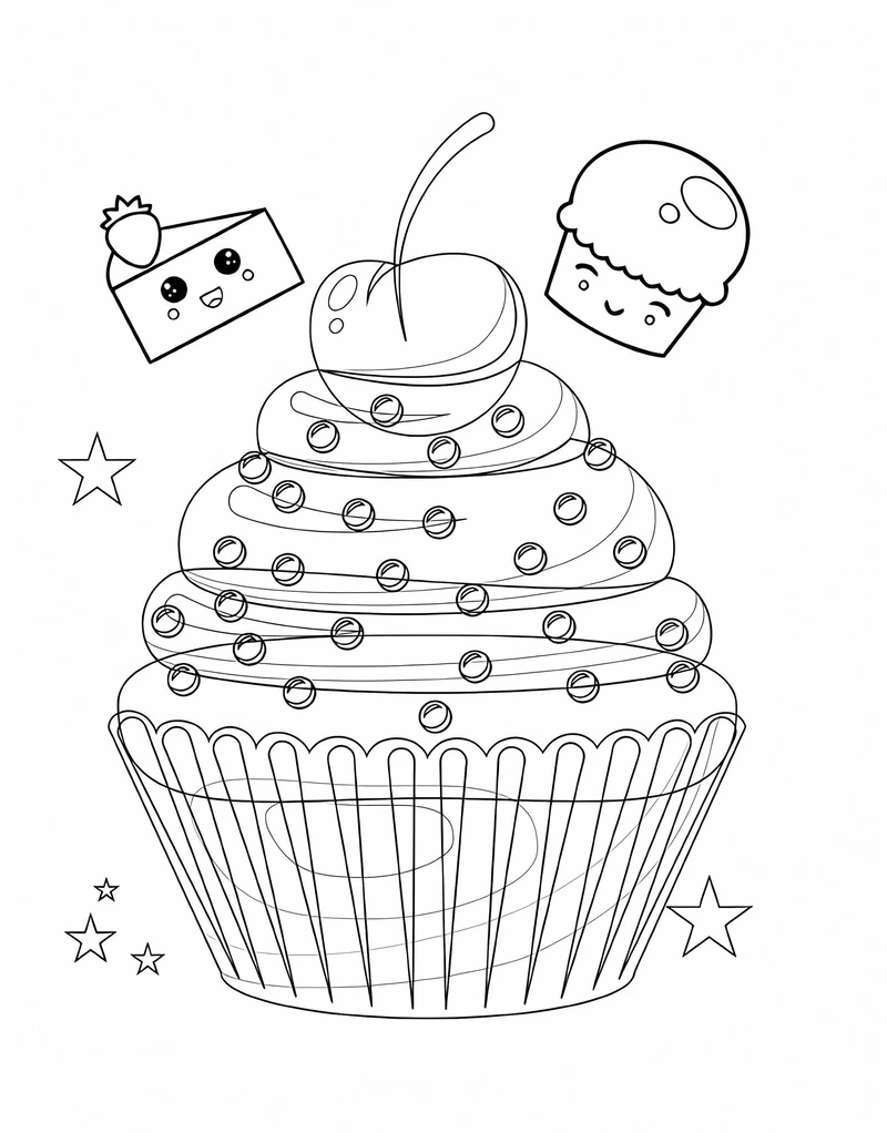 Bé yêu thích tô màu bánh cupcake đơn giản