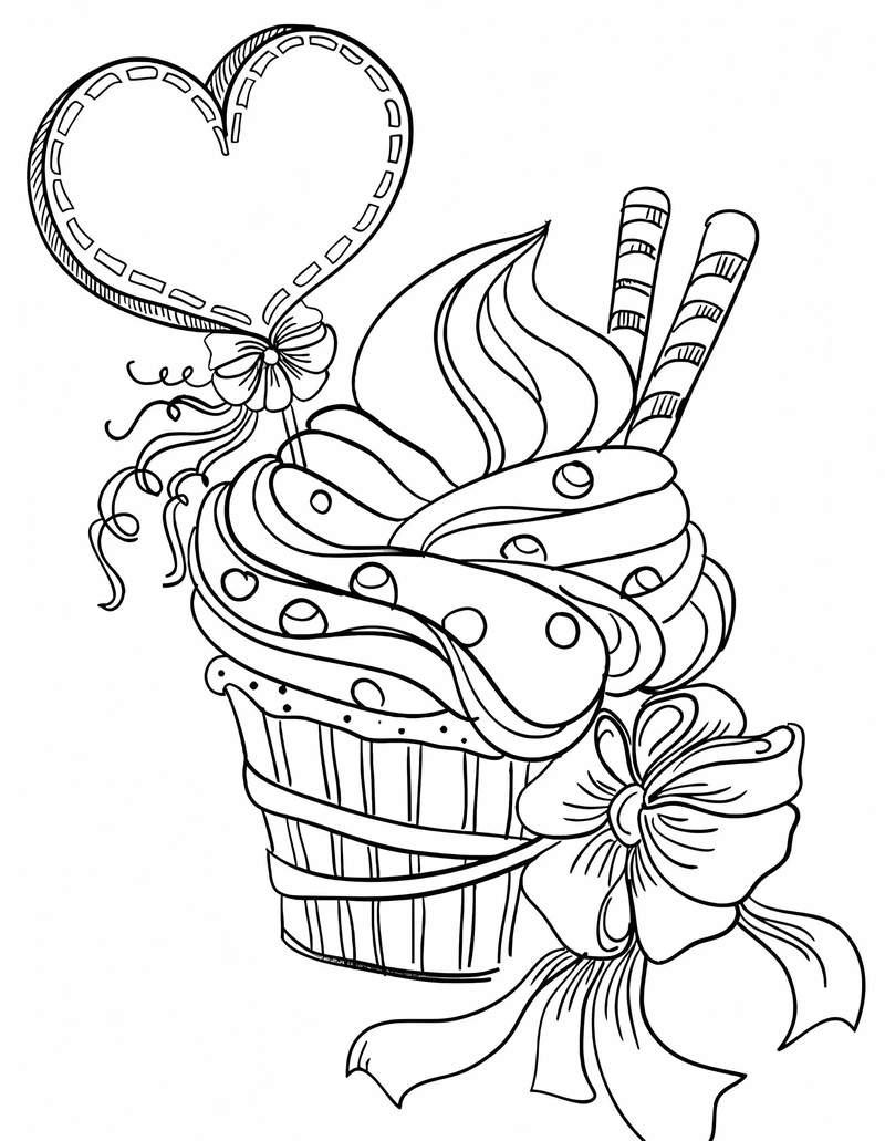 Bé vui chơi với tranh tô màu cupcake dễ in