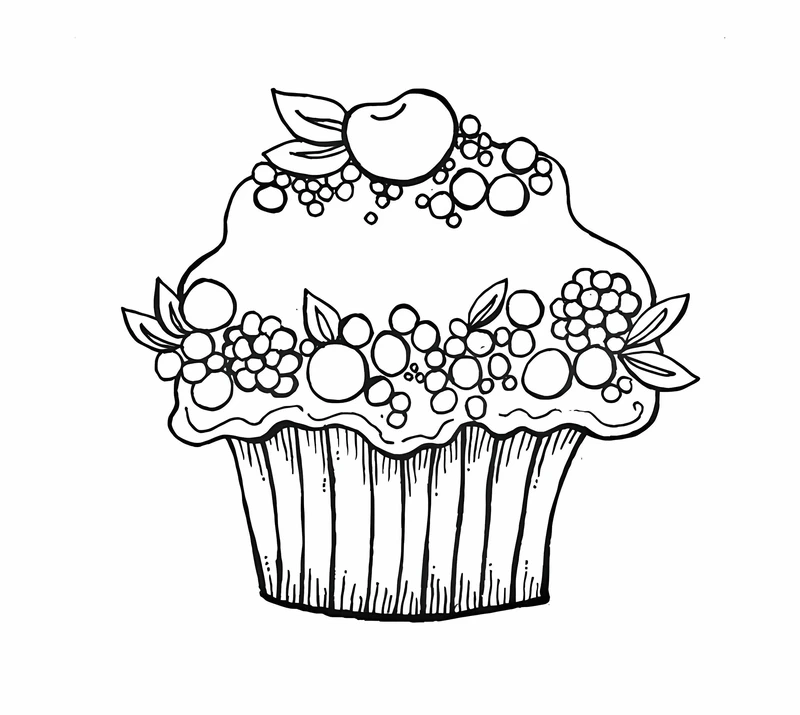 Thỏa sức tô với tranh tô màu bánh cupcake đơn giản